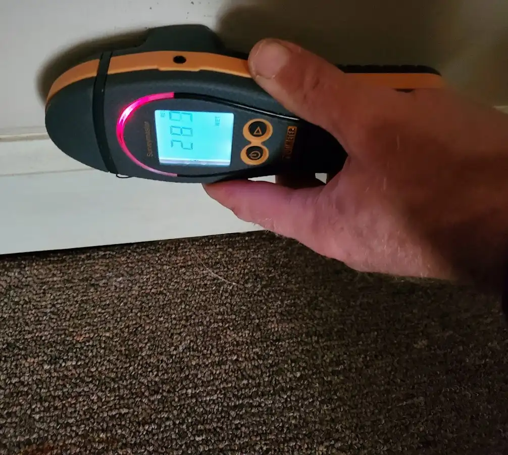 Moisture detection at baseboard during Burst Pipe Cleanup in Jefferson City